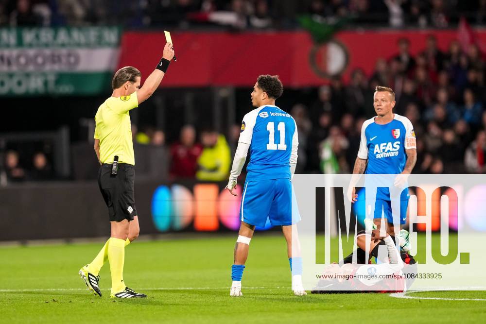 , Stadion Feijenoord (De Kuip) , season 2026 2027 , Dutch Eredivisie football , match between Feyenoord and AZ , Picture shows yellow card giving to AZ player Ro-Zangelo Daal Feyenoord - AZ x208117707x