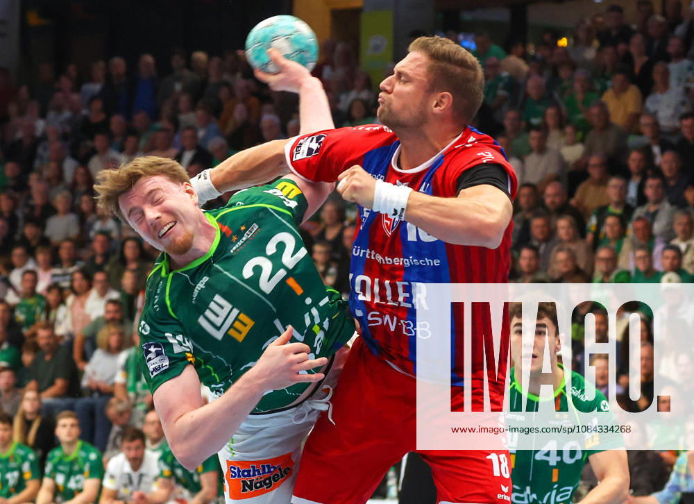 Deutschland, Göppingen, Handball Opel HBL Bundesliga, FRISCH AUF! Göppingen vs. SG BBM Bietigheim, v.l. Erik Persson (FAG), Fabian Wiederstein (BBM)
