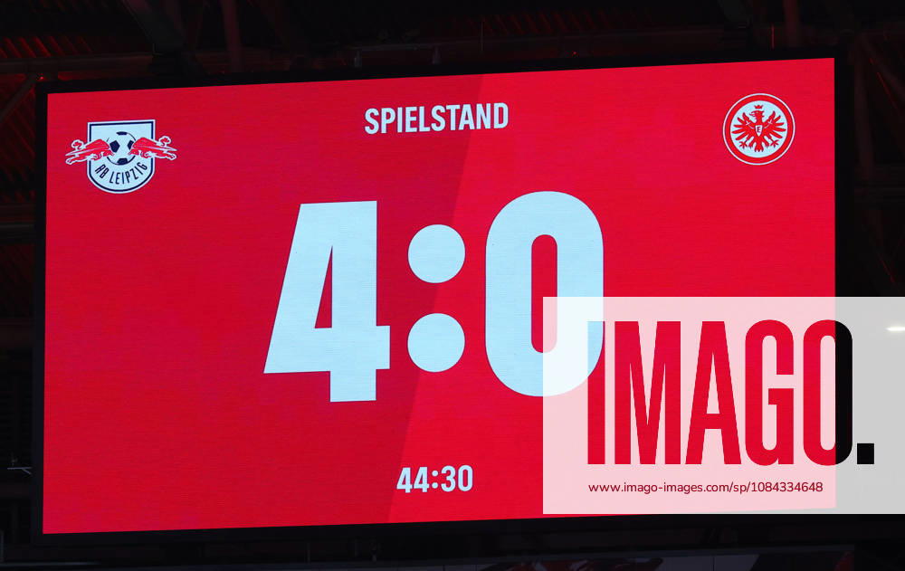 RB Leipzig - Frankfurt Bundesliga Leipzig, 10.10.2026, Red Bull Arena, Fussball, Bundesliga, Spieltag 5 , RB Leipzig vs. SG Eintracht Frankfurt , Im Bild: Halbzeitstand 4:0 ,