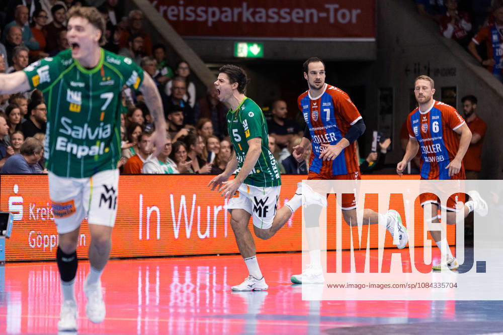 Rutger TEN VELDE (FRISCH AUF! Goeppingen, 05) Jubel, Freude, Leidenschaft, Erfolg, Emotion, Begeisterung, positive Emotionen GER, FRISCH AUF! Goeppingen vs. SG BBM Bietigheim, Handball, Bundesliga, OPEL HBL, 8. Spieltag, Spielzeit 2026 2027, 10.10.2026, GER, FRISCH AUF! Goeppingen vs. SG BBM Bietigheim, Handball, Bundesliga, OPEL HBL, 8. Spieltag, Spielzeit 2026 2027, 10.10.2026, Goeppingen