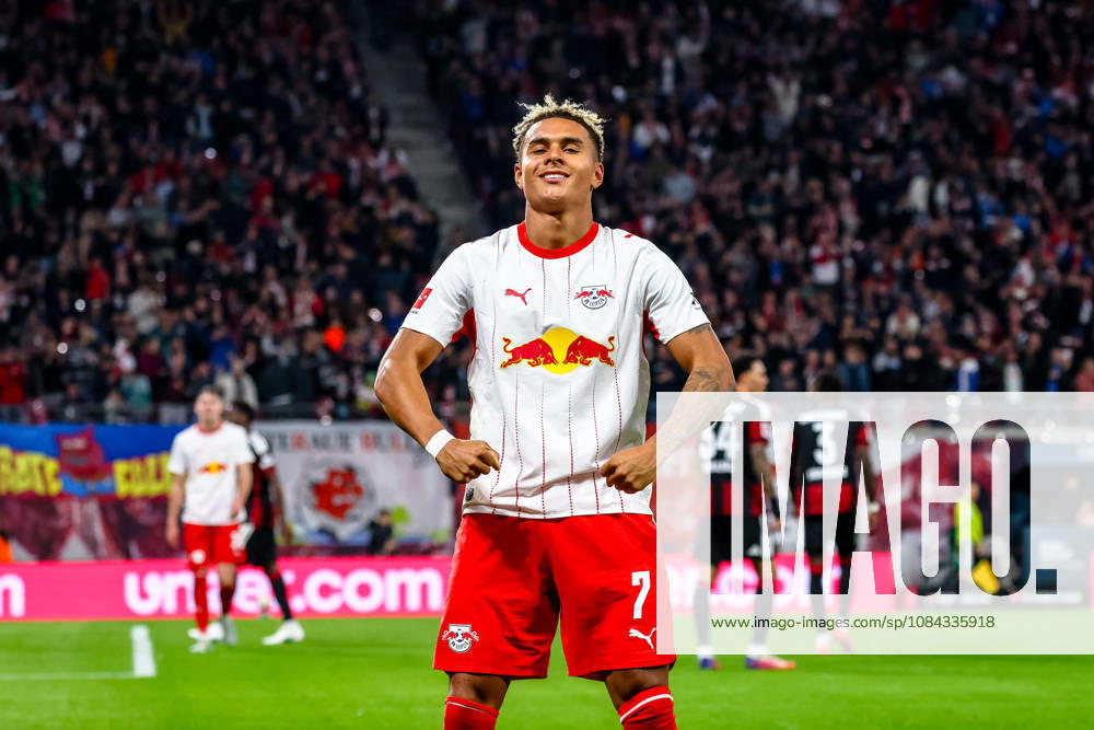 Antonio Nusa (RB Leipzig, 07) Jubel, Torjubel, jubelt ueber Tor zum 5:0, GER, RB Leipzig vs. Eintracht Frankfurt, Fussball, 1. Bundesliga Herren, 5. Spieltag, Spielzeit 2026 2027, 10.10.2026 DFL regulations prohibit any use of photographs as image sequences and or quasi-video. GER, RB Leipzig vs. Eintracht Frankfurt, Fussball, 1. Bundesliga Herren, 5. Spieltag, Spielzeit 2026 2027, 10.10.2026 Leipzig