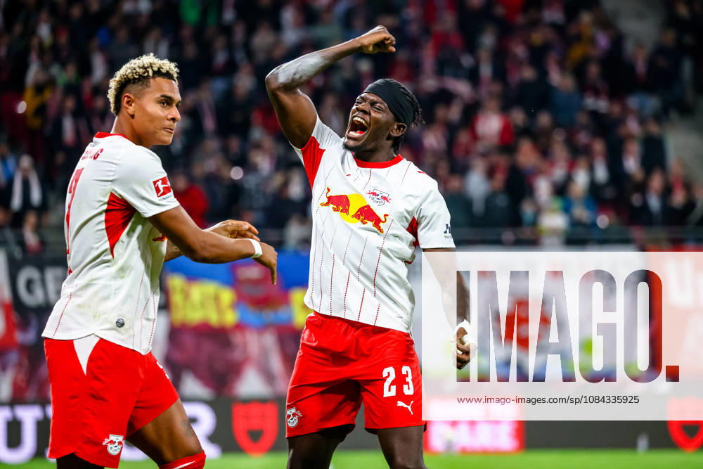 Antonio Nusa (RB Leipzig, 07) Jubel, Torjubel, jubelt ueber Tor zum 5:0 mit Castello Lukeba (RB Leipzig, 23), GER, RB Leipzig vs. Eintracht Frankfurt, Fussball, 1. Bundesliga Herren, 5. Spieltag, Spielzeit 2026 2027, 10.10.2026 DFL regulations prohibit any use of photographs as image sequences and or quasi-video. GER, RB Leipzig vs. Eintracht Frankfurt, Fussball, 1. Bundesliga Herren, 5. Spieltag, Spielzeit 2026 2027, 10.10.2026 Leipzig