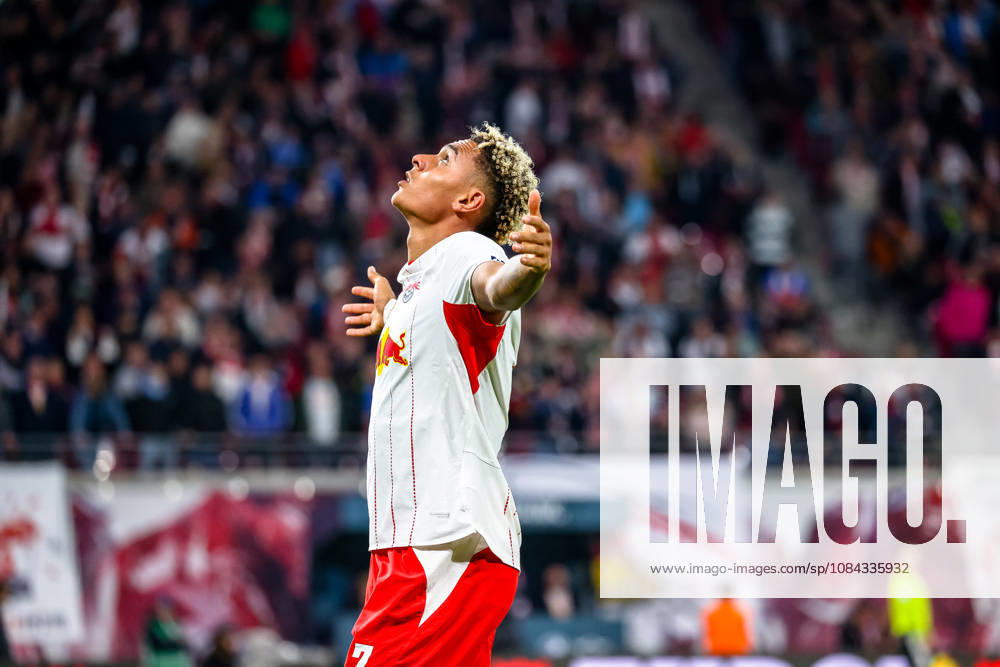 Antonio Nusa (RB Leipzig, 07) Jubel, Torjubel, jubelt ueber Tor zum 5:0, sieht zum Himmel, GER, RB Leipzig vs. Eintracht Frankfurt, Fussball, 1. Bundesliga Herren, 5. Spieltag, Spielzeit 2026 2027, 10.10.2026 DFL regulations prohibit any use of photographs as image sequences and or quasi-video. GER, RB Leipzig vs. Eintracht Frankfurt, Fussball, 1. Bundesliga Herren, 5. Spieltag, Spielzeit 2026 2027, 10.10.2026 Leipzig