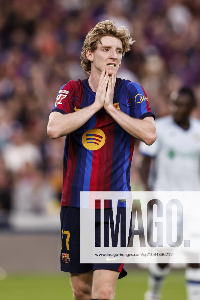 Anthony Gordon of FC Barcelona, Barca laments during the Spanish league, LaLiga EA Sports, football match played between FC Barcelona and Getafe CF at Spotify Camp Nou stadium on October 10, 2026 in Barcelona, Spain. FC Barcelona V Getafe CF - LaLiga EA Sports - ZUMAa181 20261010_zaa_a181_101