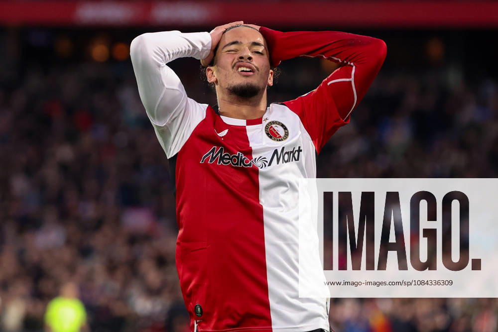 2026-10-10 Feyenoord v AZ Alkmaar - Dutch Eredivisie ROTTERDAM, NETHERLANDS - OCTOBER 10: Anis Hadj Moussa of Feyenoordis disappointed during the Dutch Eredivisie match between Feyenoord and AZ Alkmaar at Stadion Feijenoord on October 10, 2026 in Rotterdam, Netherlands. Rotterdam Stadion Feijenoord Netherlands Content not available for redistribution in The Netherlands directly or indirectly through any third parties.