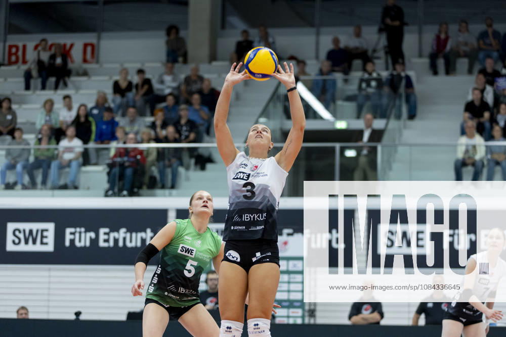 DEKRA 1. Bundesliga Frauen: Schwarz-Weiss Erfurt vs. Rote Raben Vilsbiburg; Erfurt; 10.10.2026 Lina-Marie Lieb ( 3; Schwarz-Weiss Erfurt) DEKRA 1. Bundesliga Frauen: Schwarz-Weiss Erfurt vs. Rote Raben Vilsbiburg; Riethsporthalle Erfurt