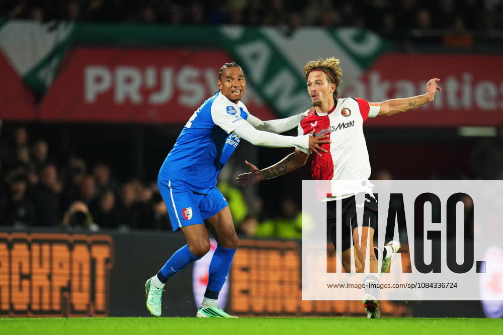 Eredivisie: Feyenoord Rotterdam v AZ Alkmaar Rotterdam - Calvin Stengs, Luciano Valente of Feyenoord during the eight competition round of the 2026 2027 Eredivisie season. The match is set between Feyenoord Rotterdam and AZ Alkmaar at Stadion Feijenoord on 10 October 2026 in Rotterdam, Netherlands.
