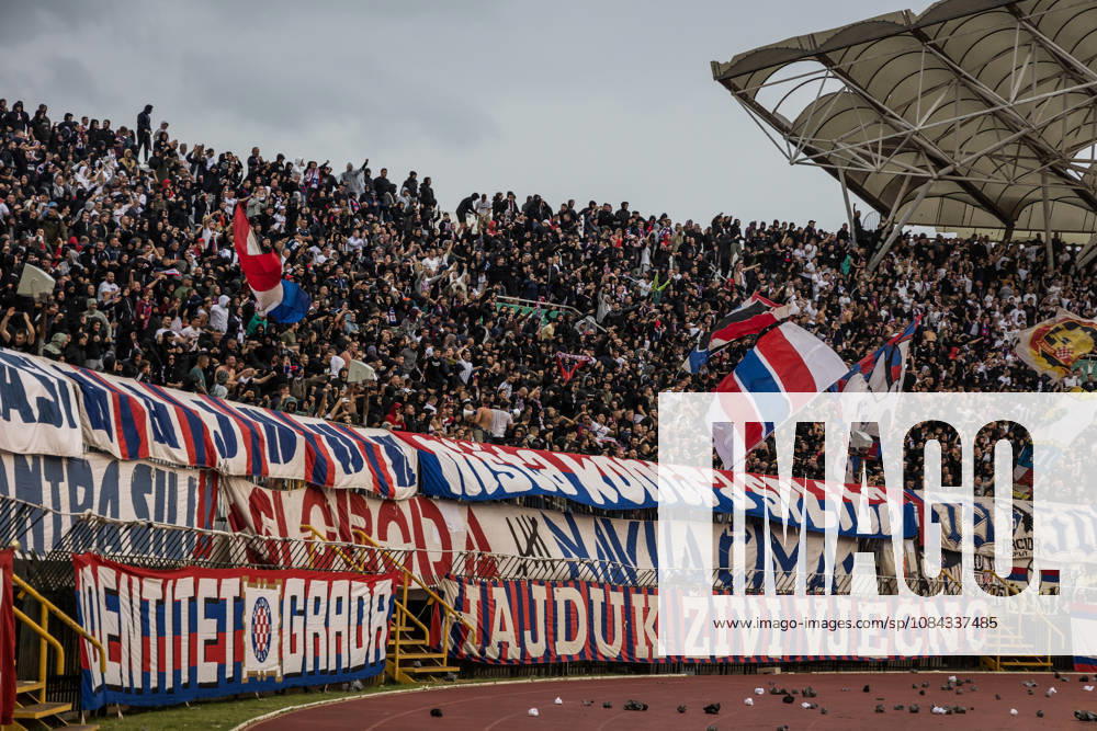 SuperSport HNL, round 09: HNK Hajduk Split v GNK Dinamo Zagreb Supporters of HNK Hajduk Split, Torcida during the SuperSport HNL 2026. 2027. round 09 match between HNK Hajduk Split and GNK Dinamo Zagreb at Poljud Stadium in Split, Croatia on October 10, 2026. ZvonimirxBarisin PIXSELL