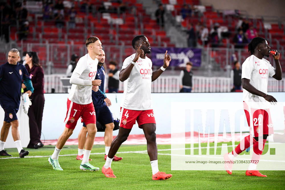AS Monaco v Toulouse FC - Ligue 1 McDonald s 2026 2027 Mohammed SALISU of Monaco, Jordan TEZE of Monaco and Mathys DETOURBET of Monaco during Ligue 1 McDonald s match between Monaco and Toulouse at Stade Louis II on October 10, 2026 in Monaco, Monaco. Monaco Monaco