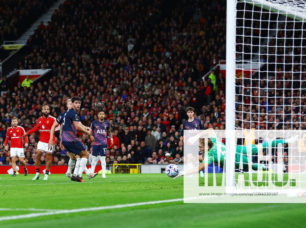 Bryan Mbeumo of Manchester United, ManU scores the opening goal Manchester United v Tottenham Hotspur, Premier League, Football, Old Trafford, Manchester, UK - 10 Oct 2026Manchester Old Trafford United Kingdom