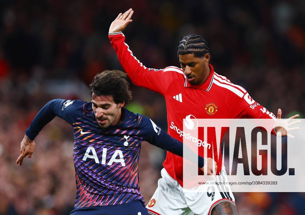 Sandro Tonali of Tottenham Hotspur and Marcus Rashford of Manchester United, ManU Manchester United v Tottenham Hotspur, Premier League, Football, Old Trafford, Manchester, UK - 10 Oct 2026Manchester Old Trafford United Kingdom