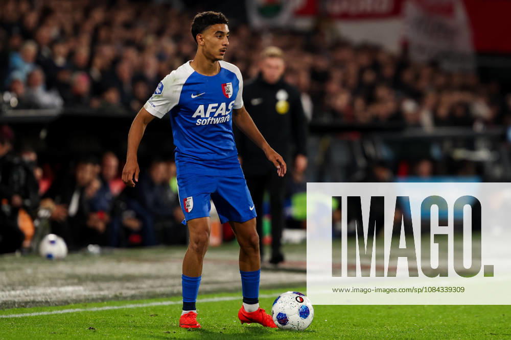 2026-10-10 Feyenoord v AZ Alkmaar - Dutch Eredivisie ROTTERDAM, NETHERLANDS - OCTOBER 10: Ayoub Oufkir of AZ Alkmaar looks on during the Dutch Eredivisie match between Feyenoord and AZ Alkmaar at Stadion Feijenoord on October 10, 2026 in Rotterdam, Netherlands. Rotterdam Stadion Feijenoord Netherlands Content not available for redistribution in The Netherlands directly or indirectly through any third parties.