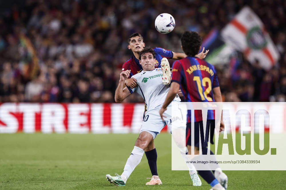 Gerard Martin of FC Barcelona, Barca and Ivan Azon of Getafe CF in action during the Spanish league, LaLiga EA Sports, football match played between FC Barcelona and Getafe CF at Spotify Camp Nou stadium on October 10, 2026 in Barcelona, Spain. FC Barcelona V Getafe CF - LaLiga EA Sports - ZUMAa181 20261010_zaa_a181_107
