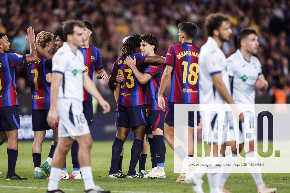 Jules Kounde of FC Barcelona, Barca celebrates a goal with teammates during the Spanish league, LaLiga EA Sports, football match played between FC Barcelona and Getafe CF at Spotify Camp Nou stadium on October 10, 2026 in Barcelona, Spain. FC Barcelona V Getafe CF - LaLiga EA Sports - ZUMAa181 20261010_zaa_a181_109