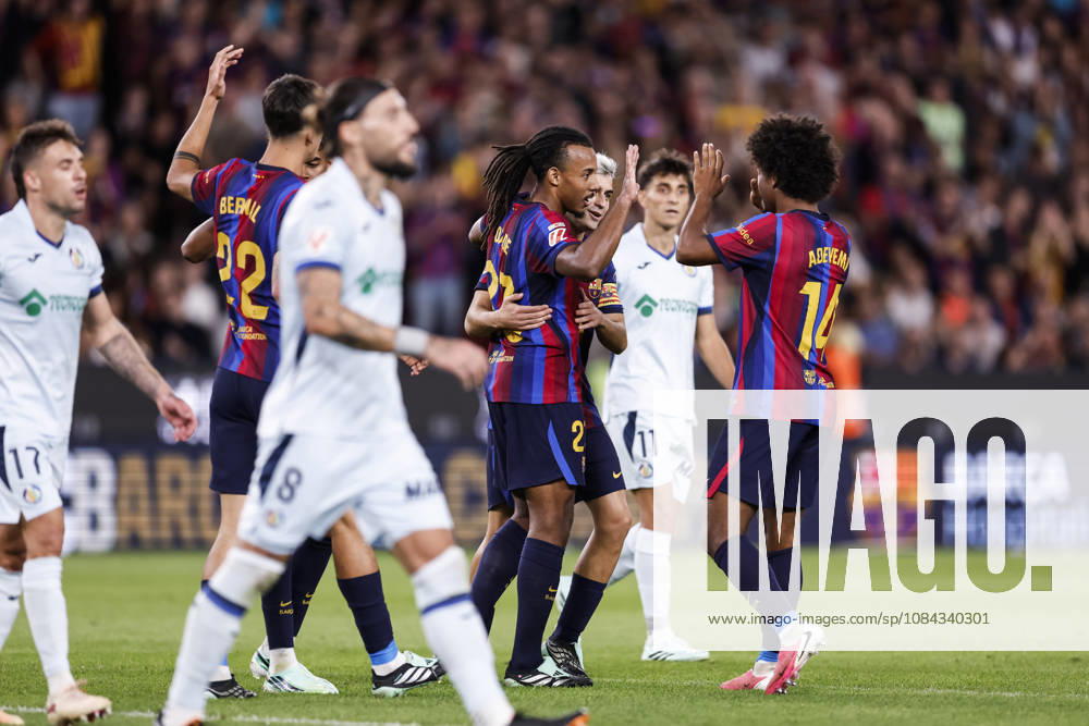 Jules Kounde of FC Barcelona, Barca celebrates a goal with teammates during the Spanish league, LaLiga EA Sports, football match played between FC Barcelona and Getafe CF at Spotify Camp Nou stadium on October 10, 2026 in Barcelona, Spain. FC Barcelona V Getafe CF - LaLiga EA Sports - ZUMAa181 20261010_zaa_a181_113