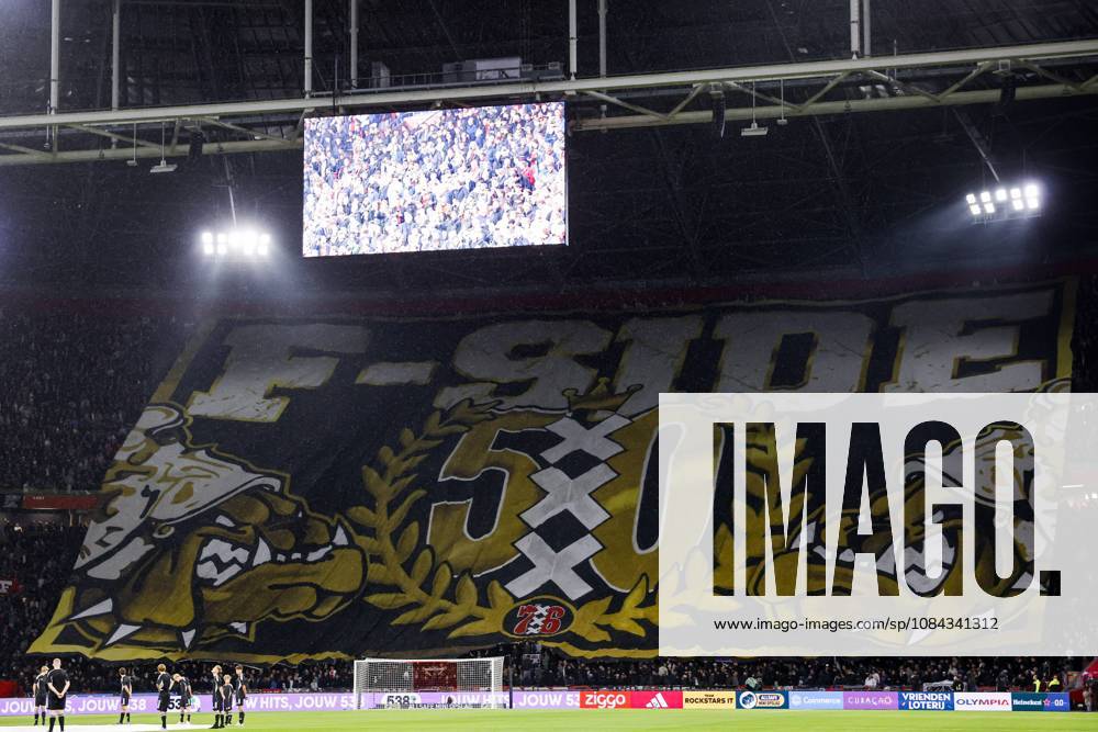 AMSTERDAM - A banner from the F-Side in honor of the 50th anniversary during the Dutch Eredivisie match between AFC Ajax and NEC Nijmegen at the Johan Cruijff ArenA on October 10, 2026, in Amsterdam, the Netherlands. MAURICE VAN STEEN ANP Eredivisie 2026 27 ANPxSportx IVx 572055491 originalFilename: 572055491