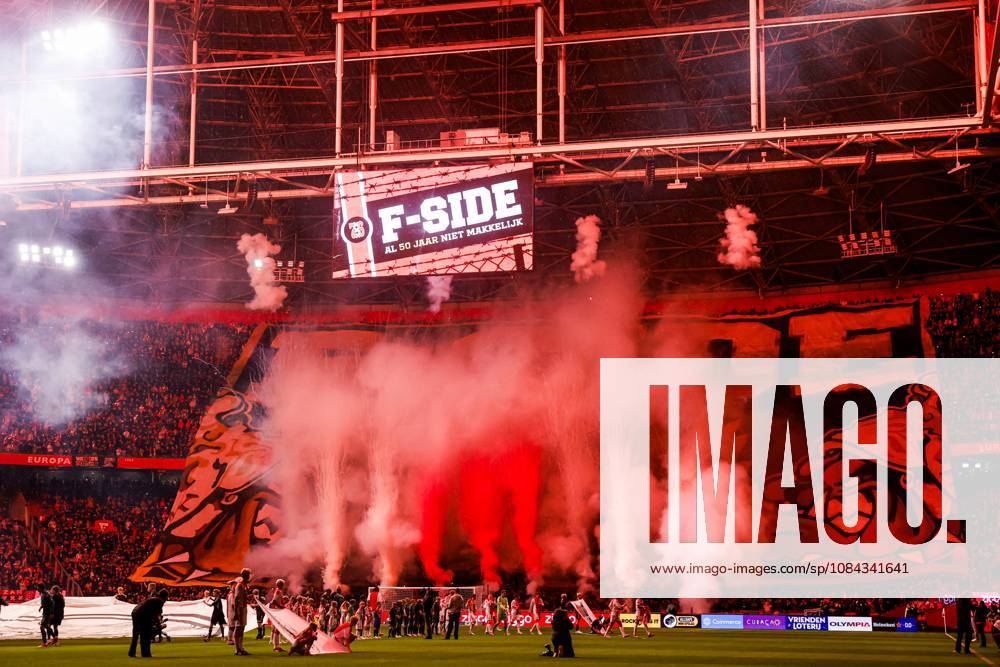 AMSTERDAM - A banner from the F-Side in honor of the 50th anniversary during the Dutch Eredivisie match between AFC Ajax and NEC Nijmegen at the Johan Cruijff ArenA on October 10, 2026, in Amsterdam, the Netherlands. MAURICE VAN STEEN ANP Eredivisie 2026 27 ANPxSportx IVx 572055862 originalFilename: 572055862