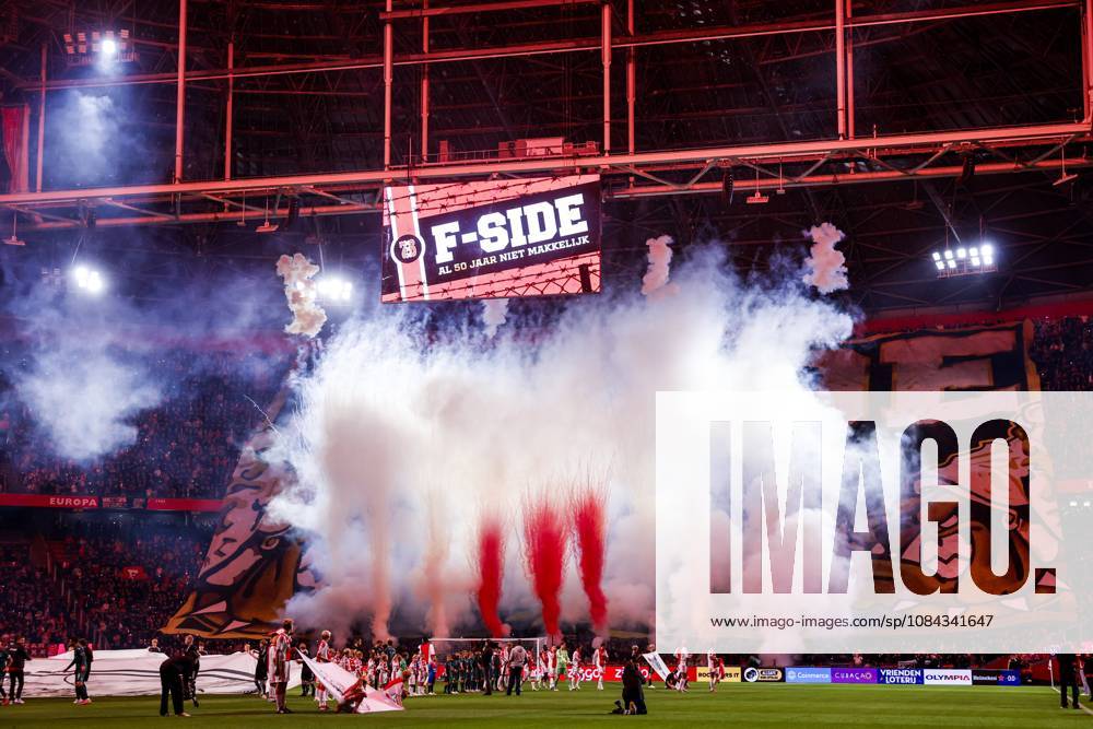 AMSTERDAM - A banner from the F-Side in honor of the 50th anniversary during the Dutch Eredivisie match between AFC Ajax and NEC Nijmegen at the Johan Cruijff ArenA on October 10, 2026, in Amsterdam, the Netherlands. MAURICE VAN STEEN ANP Eredivisie 2026 27 ANPxSportx IVx 572055945 originalFilename: 572055945