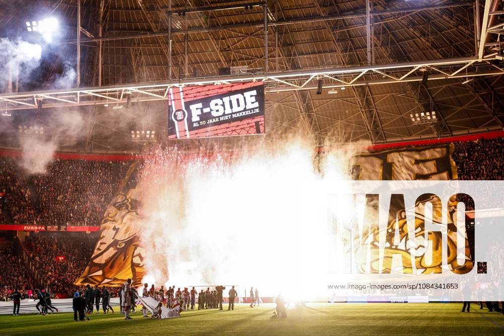 AMSTERDAM - A banner from the F-Side in honor of the 50th anniversary during the Dutch Eredivisie match between AFC Ajax and NEC Nijmegen at the Johan Cruijff ArenA on October 10, 2026, in Amsterdam, the Netherlands. MAURICE VAN STEEN ANP Eredivisie 2026 27 ANPxSportx IVx 572056043 originalFilename: 572056043