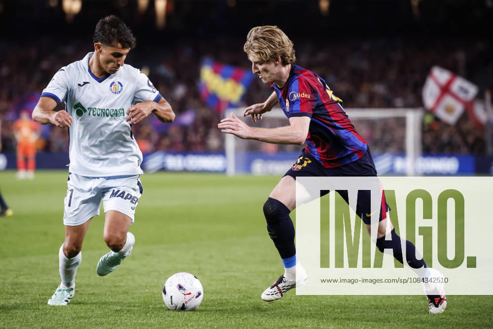 Anthony Gordon of FC Barcelona, Barca in action during the Spanish league, LaLiga EA Sports, football match played between FC Barcelona and Getafe CF at Spotify Camp Nou stadium on October 10, 2026 in Barcelona, Spain. FC Barcelona V Getafe CF - LaLiga EA Sports - ZUMAa181 20261010_zaa_a181_122