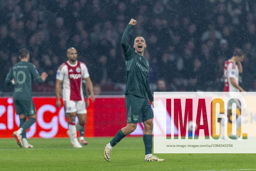 AMSTERDAM - N.E.C. Nijmegen midfielder Darko Nejasmic celebrates the 1-1 during the Vriendenloterij Eredivisie match between Ajax and N.E.C. in Johan Cruijff ArenA on 10 oktober 2026 in Amsterdam, Nederland. (Photo by DeFodi Images) -