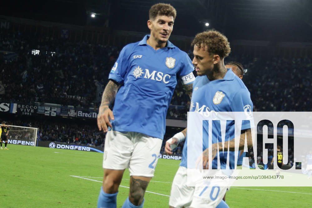 Serie a football match SSC Napoli vs Frosinone Napoli s Dutch midfielder Noa Lang celebrates after scoring a goal of 2-0 during the Serie A football match between SSC Napoli vs Frosinone at the Diego Armando Maradona Stadium in Naples, southern Italy, on October 10, 2026. ABP18051
