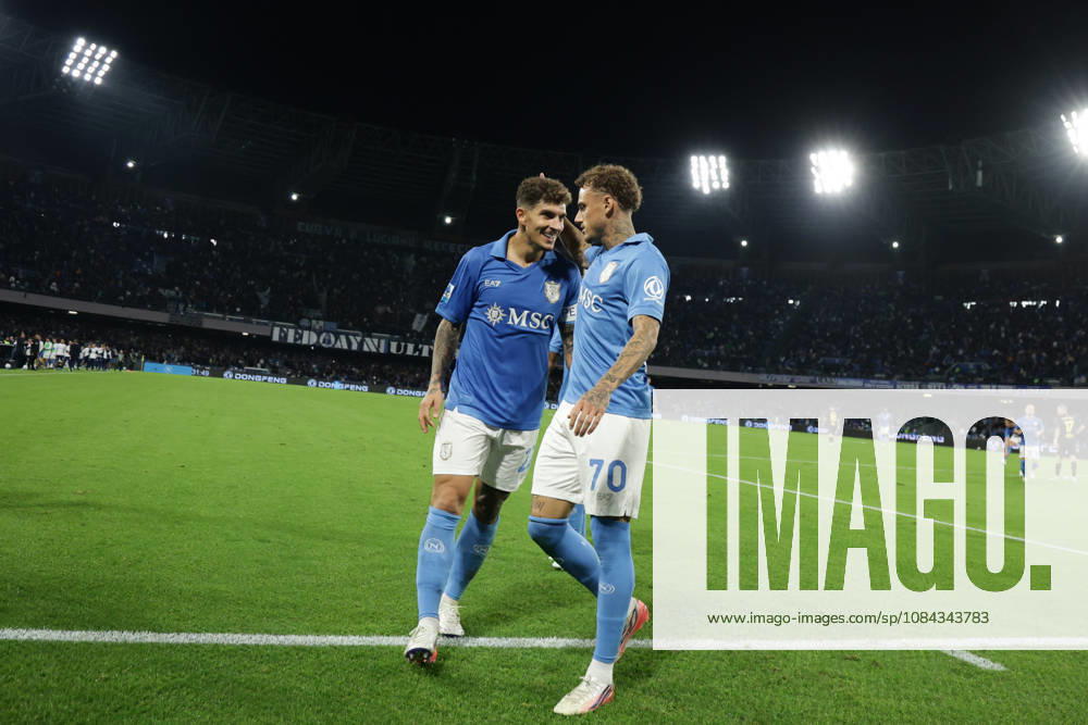Serie a football match SSC Napoli vs Frosinone Napoli s Dutch midfielder Noa Lang celebrates after scoring a goal of 2-0 during the Serie A football match between SSC Napoli vs Frosinone at the Diego Armando Maradona Stadium in Naples, southern Italy, on October 10, 2026. ABP18056