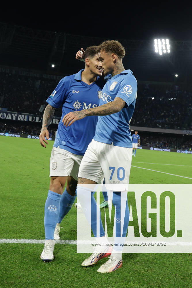 Serie a football match SSC Napoli vs Frosinone Napoli s Dutch midfielder Noa Lang celebrates after scoring a goal of 2-0 during the Serie A football match between SSC Napoli vs Frosinone at the Diego Armando Maradona Stadium in Naples, southern Italy, on October 10, 2026. ABP18060