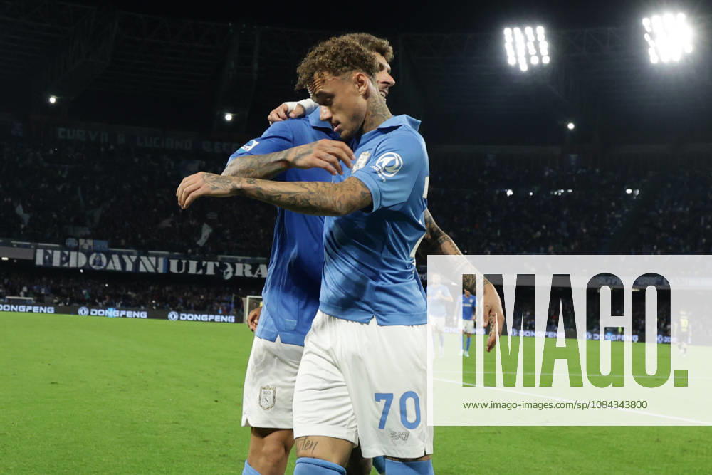Serie a football match SSC Napoli vs Frosinone Napoli s Dutch midfielder Noa Lang celebrates after scoring a goal of 2-0 during the Serie A football match between SSC Napoli vs Frosinone at the Diego Armando Maradona Stadium in Naples, southern Italy, on October 10, 2026. ABP18066