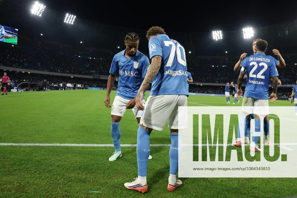 Serie a football match SSC Napoli vs Frosinone Napoli s Dutch midfielder Noa Lang celebrates after scoring a goal of 2-0 during the Serie A football match between SSC Napoli vs Frosinone at the Diego Armando Maradona Stadium in Naples, southern Italy, on October 10, 2026. ABP18136