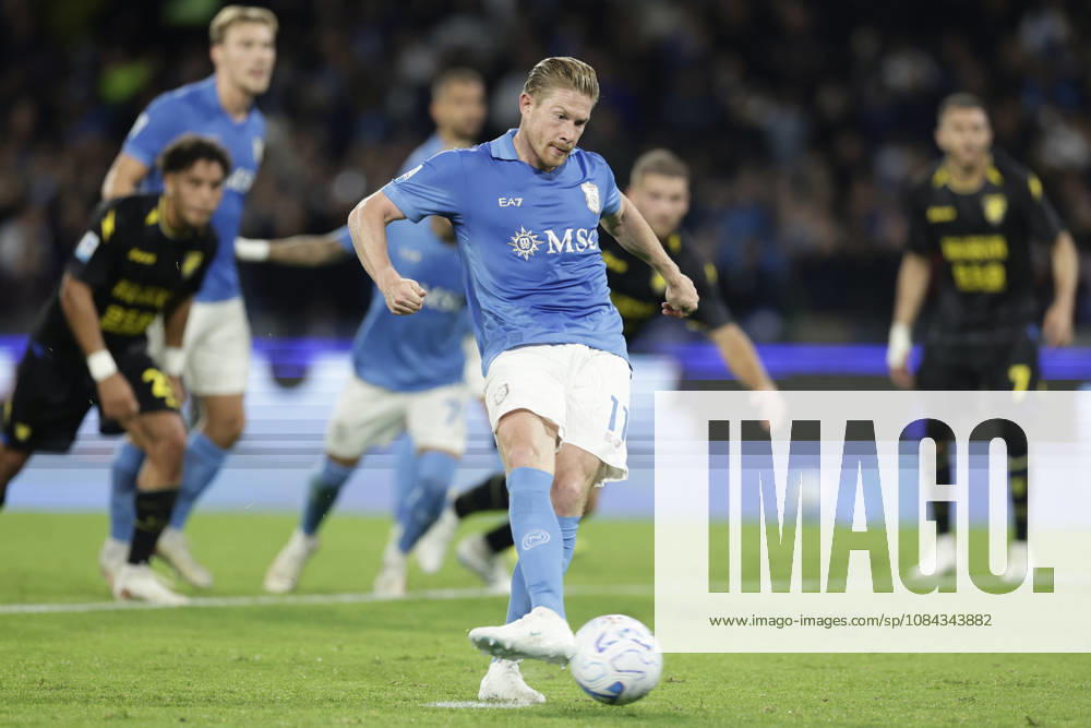 Serie a football match SSC Napoli vs Frosinone Napoli s Belgian midfielder Kevin De Bruyne scores against frosinone goal of 1-0 on penalty during the Serie A football match between SSC Napoli vs Frosinone at the Diego Armando Maradona Stadium in Naples, southern Italy, on October 10, 2026. _BPH7995