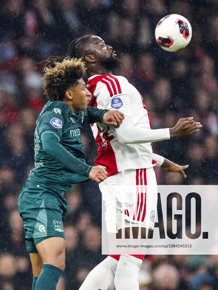 AMSTERDAM - (lr) Noà Lebreton of NEC Nijmegen, Tolu Arokodare of Ajax during the Dutch Eredivisie match between AFC Ajax and NEC Nijmegen at the Johan Cruijff ArenA on 10 October 2026 in Amsterdam, the Netherlands. MAURICE VAN STEEN ANP Eredivisie 2026 27 ANPxSportx IVx 572060111 originalFilename: 572060111