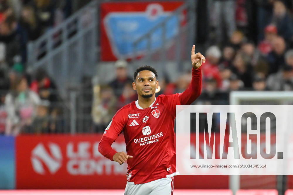 Stade Brestois 29 v Angers SCO - Ligue 1 McDonald s 2026 2027 Kenny LALA of Stade Brestois 29 celebrate after scores during Ligue 1 McDonald s match between Brest and Angers at Stade Francis-Le Ble on October 10, 2026 in Brest, France. Brest France