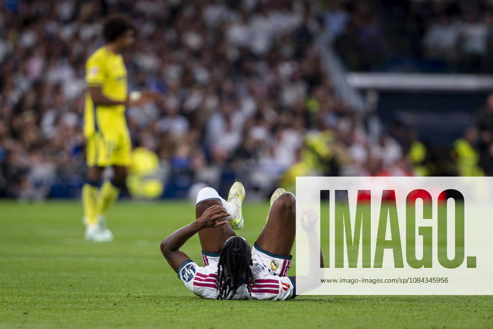 Real Madrid CF v Villarreal CF - LaLiga EA Sports 2026 27 Yan Diomande of Real Madrid CF is seen on the ground during the LaLiga EA Sports football match between Real Madrid CF and Villarreal CF at Estadio Bernabeu on October 10, 2026 in Madrid, Spain. Madrid Estadio Bernabeu Madrid Spain