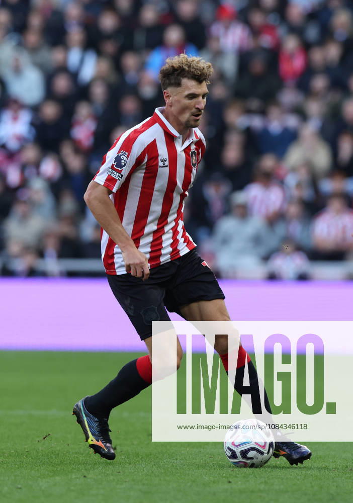 Sunderland, England, 10th October 2026. Thomas Meunier of Sunderland during the Sunderland vs Brighton and Hove Albion Premier League match at the Stadium Of Light, Sunderland. Picture credit should read: Nigel Roddis Sportimage . SPI_071_NR_SUND_BRIG SPI-5059-0071