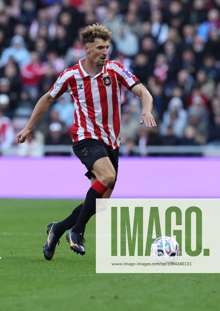 Sunderland, England, 10th October 2026. Thomas Meunier of Sunderland during the Sunderland vs Brighton and Hove Albion Premier League match at the Stadium Of Light, Sunderland. Picture credit should read: Nigel Roddis Sportimage . SPI_075_NR_SUND_BRIG SPI-5059-0075