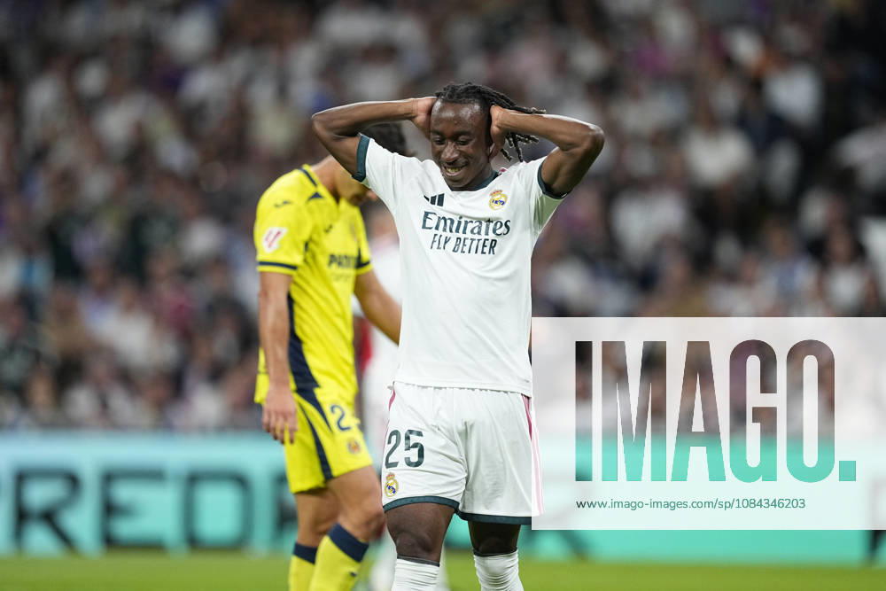 Yan Diomande of Real Madrid CF laments during the Spanish League, LaLiga EA Sports, football match between Real Madrid and Villarreal CF at Bernabeu stadium on October 10, 2026, in Madrid, Spain. Madrid Spain - ZUMAa181 20261010_zaa_a181_143