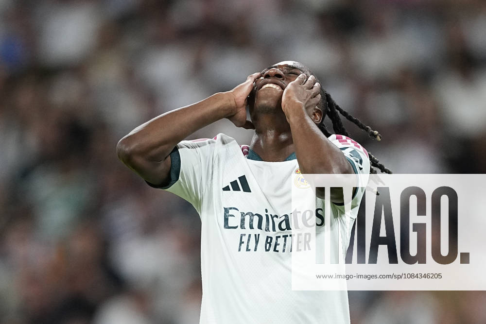 Yan Diomande of Real Madrid CF laments during the Spanish League, LaLiga EA Sports, football match between Real Madrid and Villarreal CF at Bernabeu stadium on October 10, 2026, in Madrid, Spain. Madrid Spain - ZUMAa181 20261010_zaa_a181_144