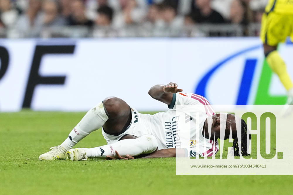 Yan Diomande of Real Madrid CF hurts during the Spanish League, LaLiga EA Sports, football match between Real Madrid and Villarreal CF at Bernabeu stadium on October 10, 2026, in Madrid, Spain. Real Madrid V Villarreal CF - LaLiga EA Sports - ZUMAa181 20261010_zaa_a181_149