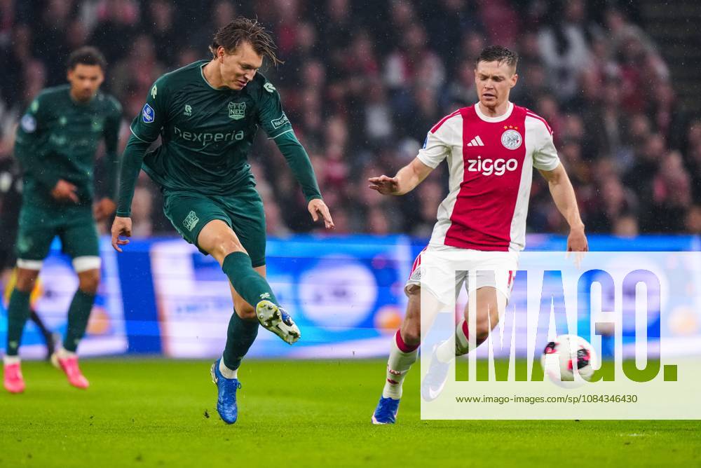 , JohanCruyff Arena , season 2026 2027 , Dutch Eredivisie football , Match between Ajax and NEC Nijmegen , picture shows NEC Nijmegen player Perr Schuurs passes the ball Ajax - NEC x208126621x