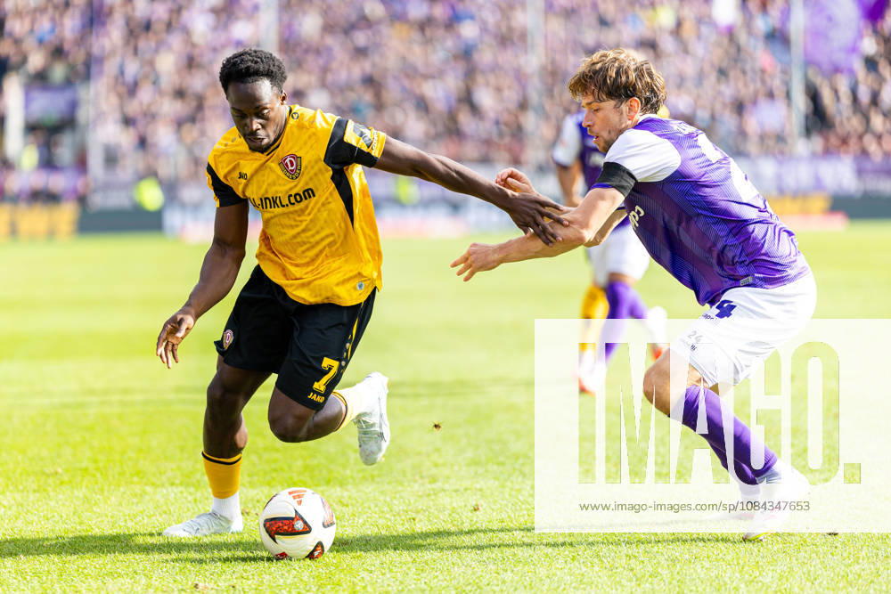 (L-R) Kennedy Okpala (SG Dynamo Dresden, 07) im Zweikampf mit Jannik Mueller (VfL Osnabrueck, 24) GER, VfL Osnabrueck vs. SG Dynamo Dresden, Fussball, 2. Bundesliga, 7. Spieltag, Spielzeit 2026 2027, 10.10.2026 DFL Regulations prohibit any use of photographers as image sequences and or quasi-video. GER, VfL Osnabrueck vs. SG Dynamo Dresden, Fussball, 2. Bundesliga, 7. Spieltag, Spielzeit 2026 2027, 10.10.2026 Osnabrueck