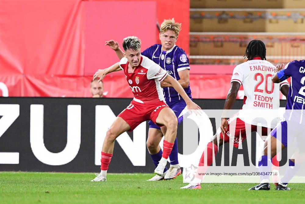 AS Monaco v Toulouse FC - Ligue 1 McDonald s 2026 2027 Aleksandr GOLOVIN of Monaco and Thomas Jorgensen of Toulouse during Ligue 1 McDonald s match between Monaco and Toulouse at Stade Louis II on October 10, 2026 in Monaco, Monaco. Monaco Monaco