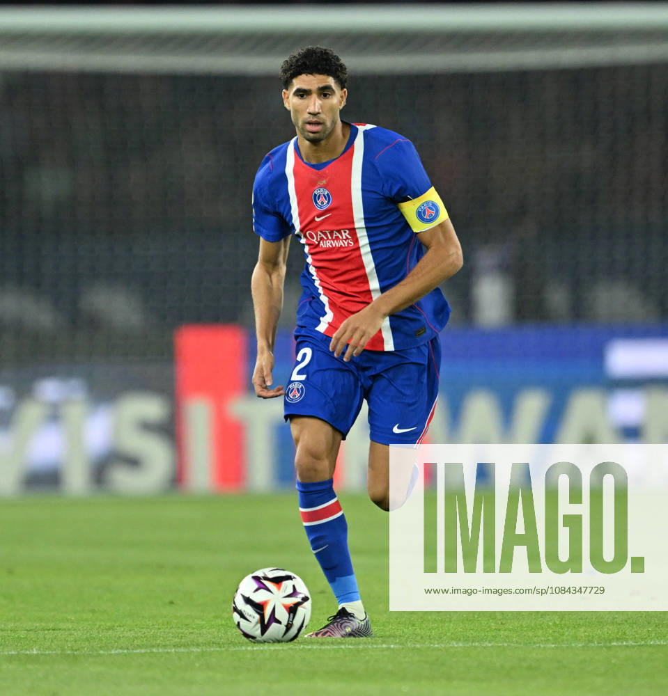 PSG v Le Mans FC - French Ligue 1 PARIS, FRANCE - OCTOBER 10: Achraf Hakimi of Paris Saint - Germain in action during the French Ligue 1 (L1) soccer match between Paris Saint-Germain (PSG) and Le Mans FC at Parc des Princes stadium in Paris, France on October 10, 2026. Mustafa Yalcin Anadolu Paris France. Editorial use only. Please get in touch for any other usage.