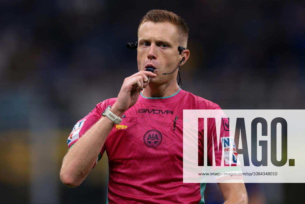 FC Internazionale v Parma Calcio 1913 - Serie A - Season 2026-2027 Milan, Italy, 10th October 2026. The Referee Kevin Bonacina blows his whistle during the FC Internazionale vs Parma Calcio 1913 Serie A match at Giuseppe Meazza, Milan. Picture credit should read: Jonathan Moscrop Milan Stadio Giuseppe Meazza Italy