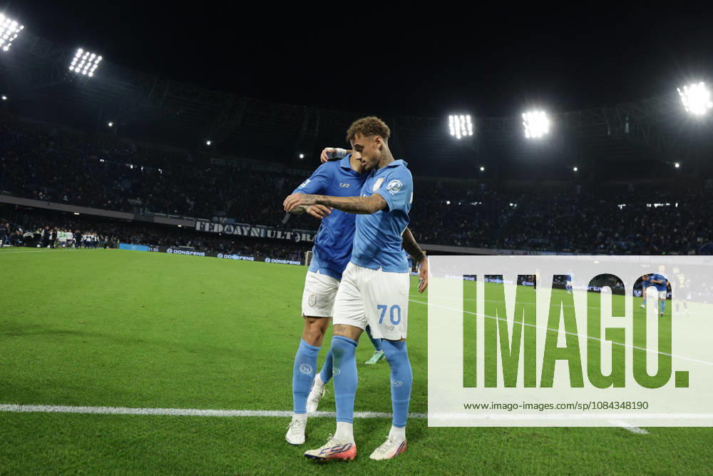 SOCCER - Serie A - SSC Napoli vs. Frosinone Calcio Photo by IPA ABACAPRESS.COM89517625 - Napoli s Dutch midfielder Noa Lang celebrates after scoring the goal that made the score 2-0 during the Serie A soccer match between SSC Napoli and Frosinone at the Diego Armando Maradona Stadium in Naples, southern Italy, on October 10, 2026. Naples Italy