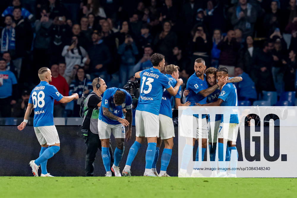 Napoli v Frosinone - Serie A Enilive Noa Lang of SSC Napoli celebrates after scoring second goal during the Serie A Enilive match between Napoli and Frosinone at Stadio Diego Armando Maradona on October 10, 2026 in Naples, Italy Naples Stadio Diego Armando Maradona Campania Italy