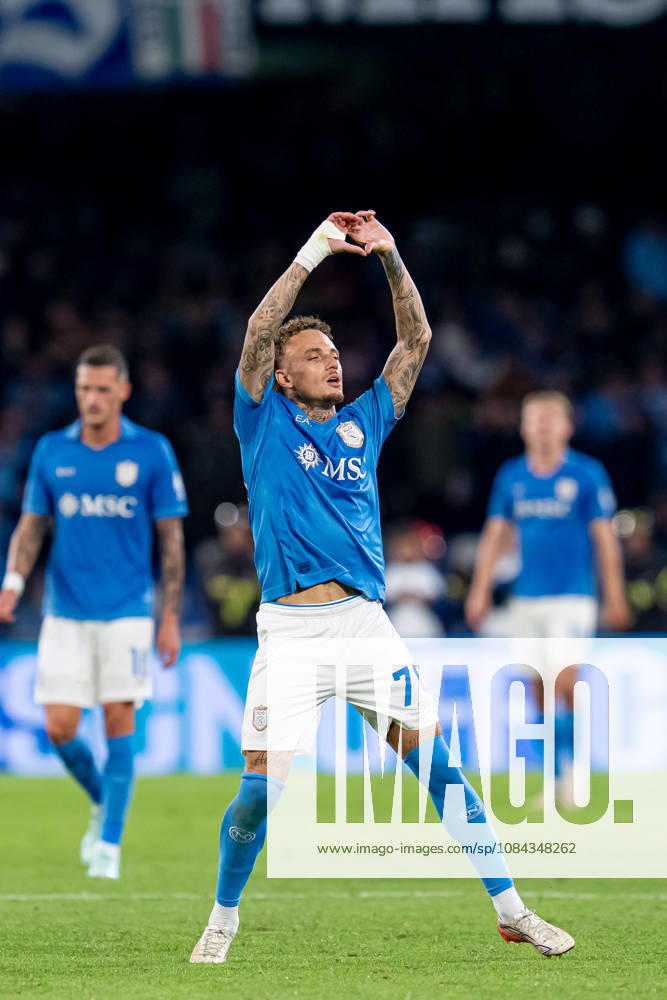 Napoli v Frosinone - Serie A Enilive Noa Lang of SSC Napoli celebrates after scoring second goal during the Serie A Enilive match between Napoli and Frosinone at Stadio Diego Armando Maradona on October 10, 2026 in Naples, Italy Naples Stadio Diego Armando Maradona Campania Italy