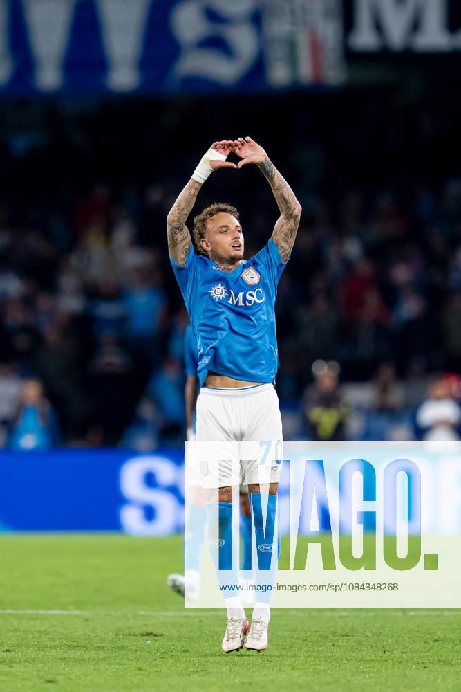 Napoli v Frosinone - Serie A Enilive Noa Lang of SSC Napoli celebrates after scoring second goal during the Serie A Enilive match between Napoli and Frosinone at Stadio Diego Armando Maradona on October 10, 2026 in Naples, Italy Naples Stadio Diego Armando Maradona Campania Italy