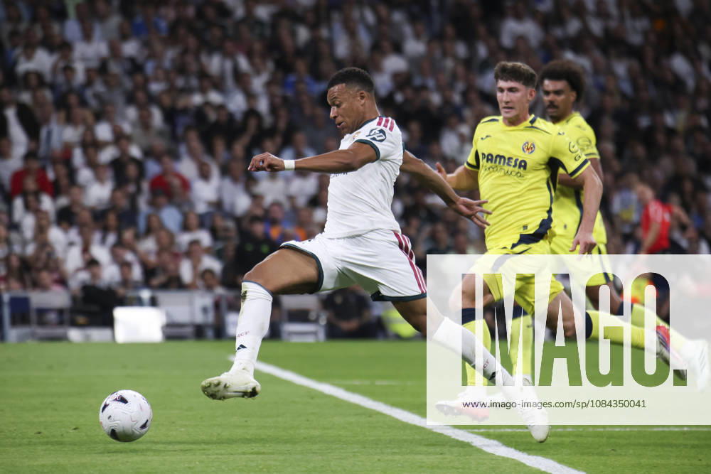 Real Madrid v Villarreal - La Liga EA Sports 2026 27 October 10, 2026, Estadio Santiago Bernabeu, Madrid, Spain: Kylian Mbappe of Real Madrid is defended by Navarro Pau during La Liga EA Sports match between Real Madrid and Villarreal at Estadio Santiago Bernabeu on October 10, 2026 in Madrid, Spain. Madrid Estadio Santiago Bernabeu Madrid Spain