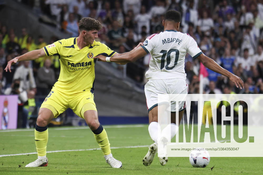 Real Madrid v Villarreal - La Liga EA Sports 2026 27 October 10, 2026, Estadio Santiago Bernabeu, Madrid, Spain: Kylian Mbappe of Real Madrid is defended by Navarro Pau during La Liga EA Sports match between Real Madrid and Villarreal at Estadio Santiago Bernabeu on October 10, 2026 in Madrid, Spain. Madrid Estadio Santiago Bernabeu Madrid Spain